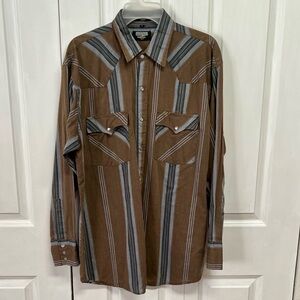 Vintage Youngebloods Gray Brown Snap Western Shirt Size L